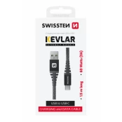 Swissten Kevlar Data Cable USB / USB-C / 1.5m / 60w kaina
