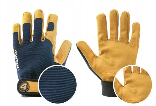 Darbo mechaninės odinės pirštinės sustiprintos velcro Xl