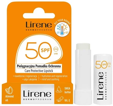 Lirene Rūpestingi apsauginiai lūpų dažai SPF50 4,6g