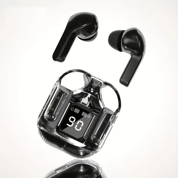 Belaidės bluetooth ausinės su įkrovimo dėklu, juodos TWS