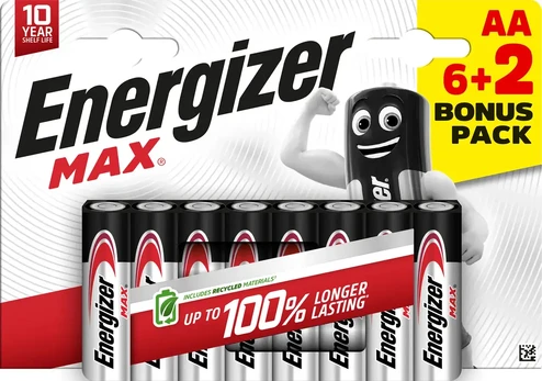 Energizer battery Alkaline Max AA DHP8 6+2