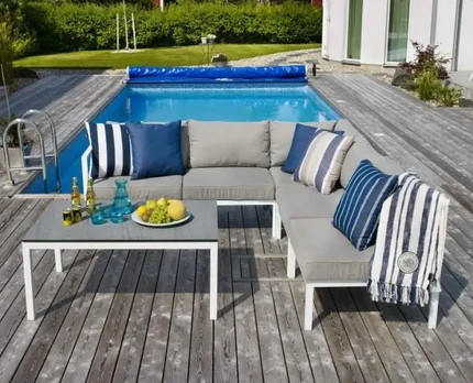 Lauko kampinė sofa Toulouse, aliuminis