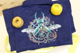 Water-soluble canvas cross stitch kit "Beetle" SV-807 kaina