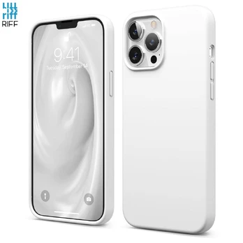 Riff Thin &amp; Soft silicone case with soft fiber inside for Apple iPhone 13 Pro White