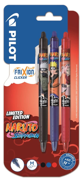 Pilot Pen Frixion Clicker m/klik Naruto 0,7 ass (3)