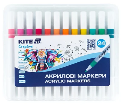 Akrilinių žymeklių rinkinys CREATIVE, Kite, 24 sp.