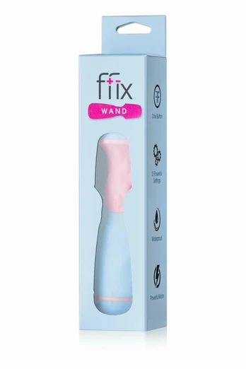 FemmeFunn FFix Wand Light Blue - Compact Battery Massager 10 Modes