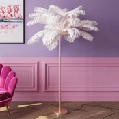 KARE Feather Palm grindų lempa su plunksnomis, balta