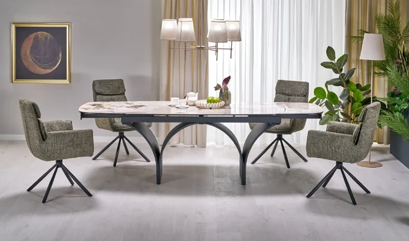 Valgomojo stalas ALTER beige marble / black