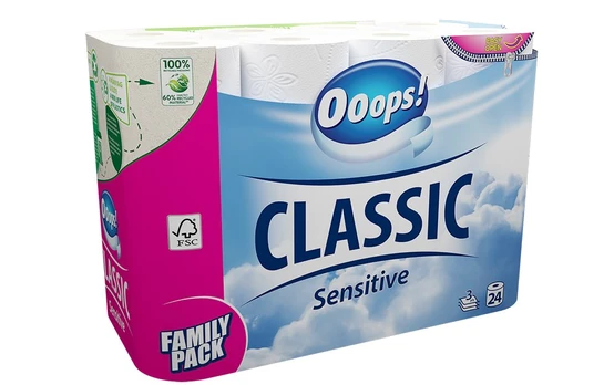 Tualetinis popierius OOOPS! Classic Sensitive, 24 vnt.
