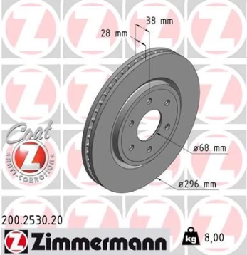Stabdžių diskas ZIMMERMANN 200.2530.20