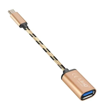 USB-C į USB OTG adapterio laidas 15 cm LinQ Gold