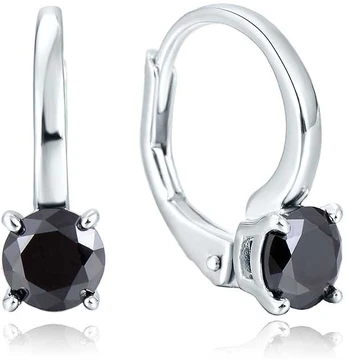 Beneto Elegant sidabrinis earrings with juodas zircons AGUC2255