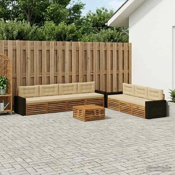 Lauko sofos komplektas 8 pcs Natūralus ir bežinis