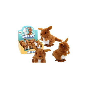 Lean Jumping Kangaroo Wind-Up Plush Toy Decoration Brown