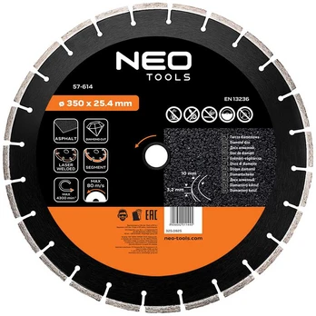 Neo Tools Deimantinis diskas 350 x 25,4 mm, segmentuotas, suvirintas lazeriu