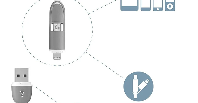 USB-micro USB/iPhone laidas ELECTRALINE, 1m, baltos spalvos, 500332