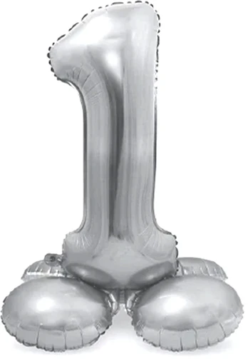 Sidabrinis pastatomas balionas - skaičius 1, 40 cm