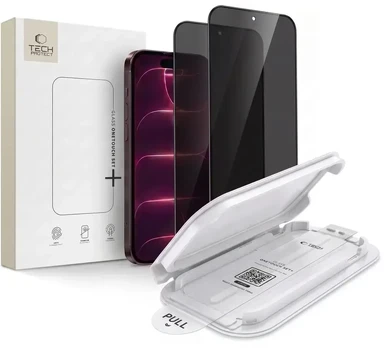 (Privacy) Apsauginis grūdintas stiklas Apple iPhone 18 Pro telefonui "Tech-Protect OneTouch Spy Set+ 2-Pack"