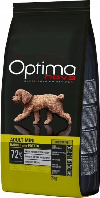 Optimanova Adult Mini Digestive triušiena with bulvės 2kg