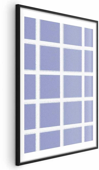 Artgeist Plakatas - Baltas Lines - a grid with large gaps on a mėlynas background