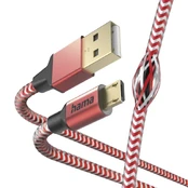 Hama 00201556 Reflective Charging Cable, USB-A - Micro-USB 1.5m Nylon red kaina