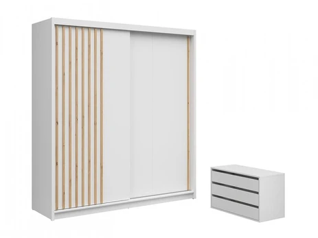 Spinta Aura, 203x60x218 cm, balta/ruda