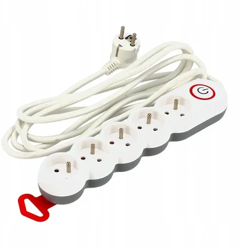 Schmith Prailginimo laidas su jungikliu, 5 lizdai, 3m, baltas