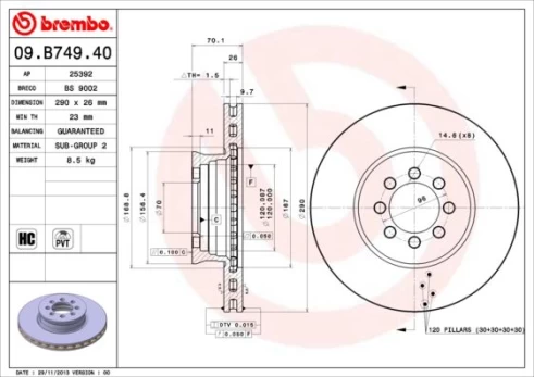 Stabdžių diskas BREMBO 09.B749.40