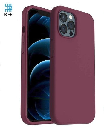 Riff Slim &amp; Soft Silicone Soft Back Cover Case for Apple iPhone 15 Pro Bordo