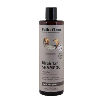 FOLK & FLORA BIRCH TAR plaukų šampūnas, 400 ml