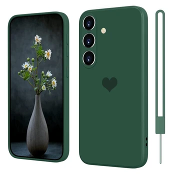 „Samsung Galaxy S24 Plus“ silikoninis dėklas su širdele, žalias