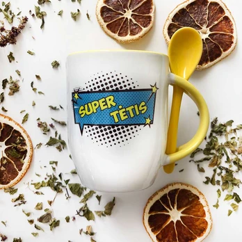 Puodelis su šaukšteliu "Super tėtis"