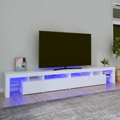 Televizoriaus spintelė su LED apšvietimu, balta, 260x36,5x40cm kaina