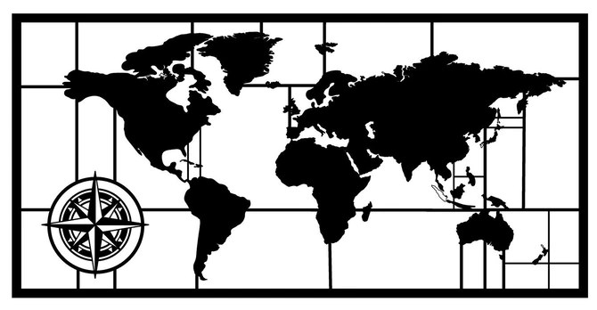 Sienos dekoracija Wallity World Map, 121 cm x 60 cm, 1 vnt.