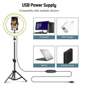 žiedinė 26 cm LED lempa su stovu 2,0m