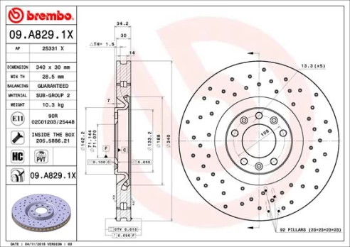 Stabdžių diskas BREMBO 09.A829.1X