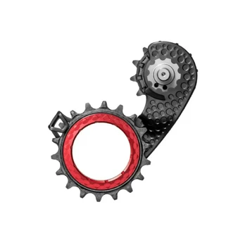 absoluteBlack HOLLOWcage® DuraAce 9250 Carbon Ceramic Oversized galinio perjungėjo kojelė su ratukais | Red