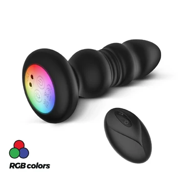 Crushious Australis Black Intimate Plug with RGB LED & Remote, 12 cm
