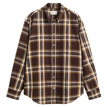 Marškiniai ilgomis rankovėmis moterims, Ruda, Checked flannel shirt