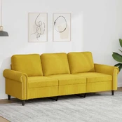 Trivietė sofa, geltonos spalvos, 180cm, aksomas kaina