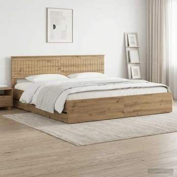 Lova Bed Frame with Storage and Headboard Artisan Oak 180 x 200 cm