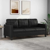 Trivietė sofa, juodos spalvos, 180cm, dirbtinė oda kaina