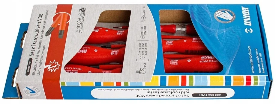 INSULATED SCREWDRIVERS SET VDE 1000V WITH VOLTAGE TESTER