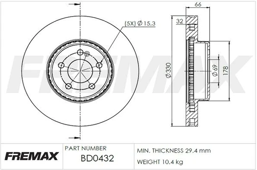 Stabdžių diskas FREMAX BD-0432