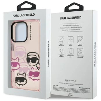 Dėklas Karl Lagerfeld IML Multi K&C Head Pattern do iPhone 16 Pro Max rožinė