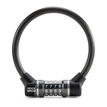Rockbros 87639-4 bicycle lock with code and steel cable - juodas