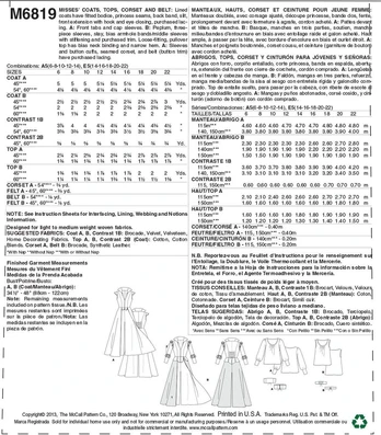 Mccall Pattern Company siuvimo modelis, popierius, baltas, A5 (6-8-10-12-14)