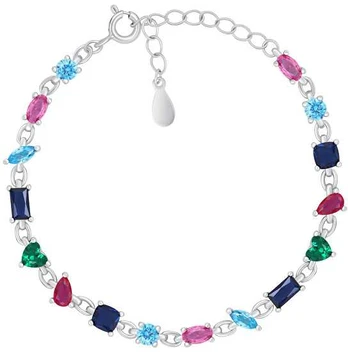 Brilio Silver Shiny sidabrinis bracelet with colored zircons BRC143WRBW