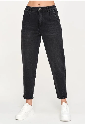 Juodos mom fit džinsinės kelnės Makadamia